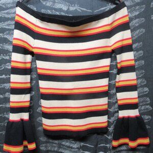 Flying Tomato Stripe Off the Shoulder Boho Longsleeve Top